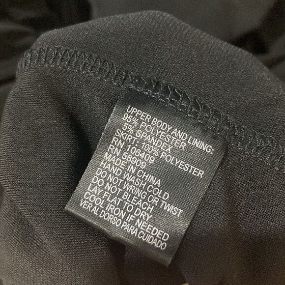 Tahari Knit Jersey Sleeveless Gathered Flowy Chiffon Black Round Neck Maxi Dress - Picture 9 of 9